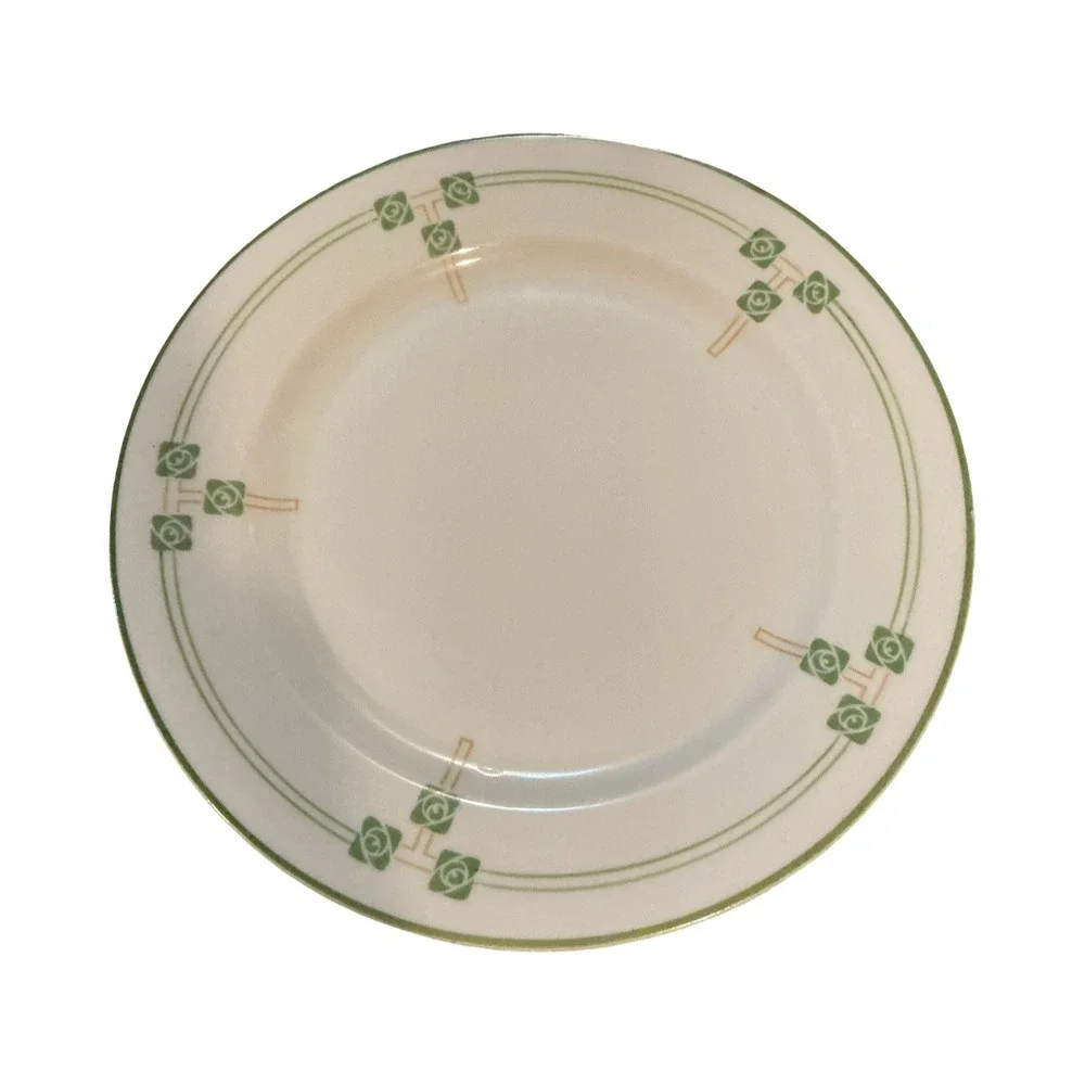 Vintage Syracuse China Green Rose Arts and Crafts Mission Style 6.25